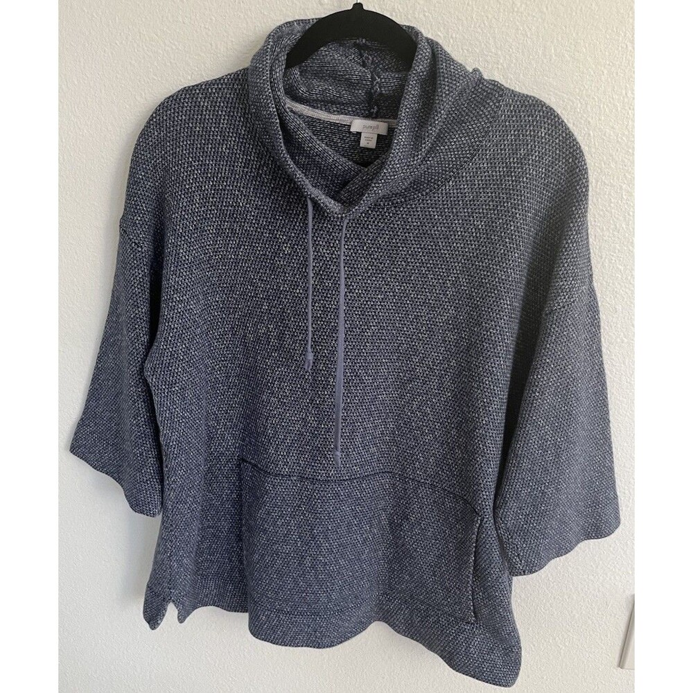 J Jill Pure Jill Cowl Neck Pullover M Waffle Knit Sweater Blue Cozy Top
